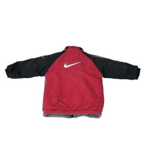Nike Jacket Kids Youth Size 6 Red Gray Puffer Coat Reversible Insulated Winter